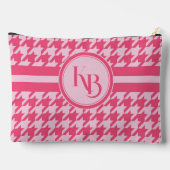 ピンクパーソナライズされたのモノグ千鳥格子のラムイニシャル アクセサリーポーチ (裏面)