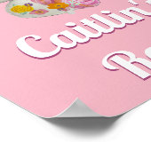 ピンクパーソナライズされたのユニコーンガールズルーム ポスター (角)