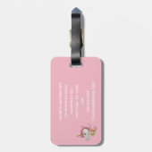 ピンクパーソナライズされたのユニコーン ラゲッジタグ (裏面縦)