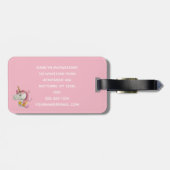 ピンクパーソナライズされたのユニコーン ラゲッジタグ (裏面横)