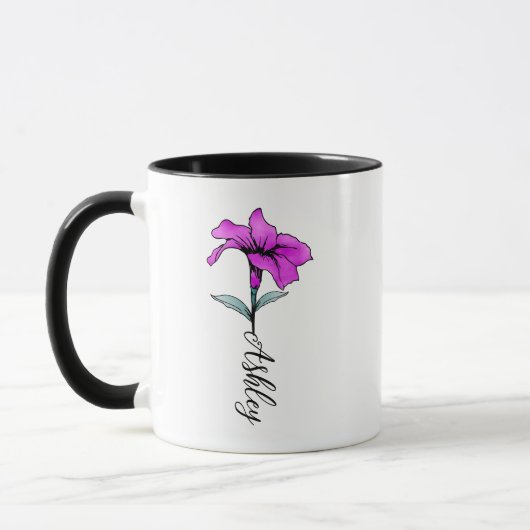 ピンクパーソナライズされたのユリの花 マグカップ (左)