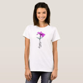 ピンクパーソナライズされたのユリの花 Tシャツ (正面フル)