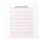 ピンクパーソナライズされたのライン付きメモ帳 ノートパッド (正面)