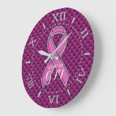 ピンクパーソナライズされたのリボン認識度 ラージ壁時計 (傾斜)