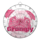 ピンクパーソナライズされたの不機嫌なパギー ダーツボード (正面)