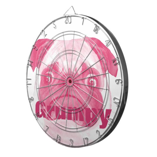 ピンクパーソナライズされたの不機嫌なパギー ダーツボード (正面右)