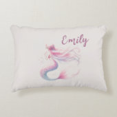ピンクパーソナライズされたの人魚まくら アクセントクッション (正面)
