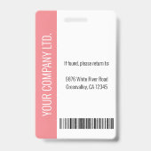 ピンクパーソナライズされたの企業の従業員セキュリティID バッジ (裏面)