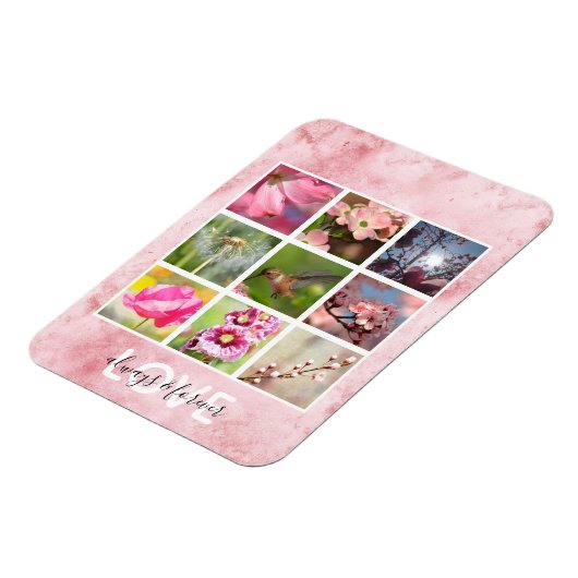 ピンクパーソナライズされたの写真の愛 マグネット (左側)