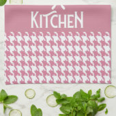ピンクパーソナライズされたの千鳥格子のキッチンタオル キッチンタオル (折り畳み)