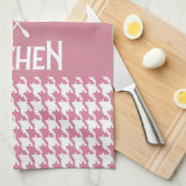 ピンクパーソナライズされたの千鳥格子のキッチンタオル キッチンタオル (四つ折り)