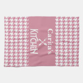 ピンクパーソナライズされたの千鳥格子のキッチンタオル キッチンタオル (横)