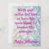 ピンクパーソナライズされたの口紅「キス」ありがとう サンキューカード (裏面)