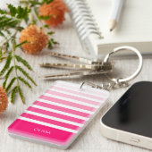 ピンクパーソナライズされたの名グラデーション前 キーホルダー (正面右)