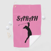 ピンクパーソナライズされたの名前のゴルフタオルを彼女のために追加 ゴルフタオル (インサイチュ)