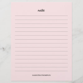 ピンクパーソナライズされたの名前ノート紙シート レターヘッド