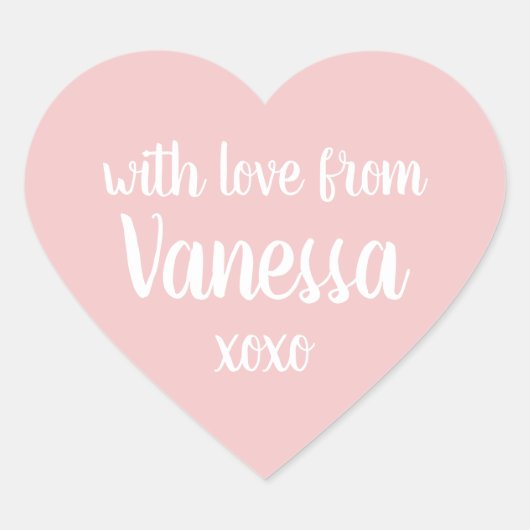 ピンクパーソナライズされたの名前ラベル ハートシール (正面)