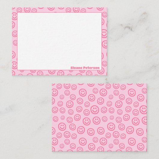 ピンクパーソナライズされたの名門私立校風のノートカード ノートカード (正面/裏面)