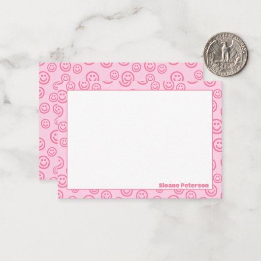 ピンクパーソナライズされたの名門私立校風のノートカード ノートカード (正面/裏面インサイチュ)