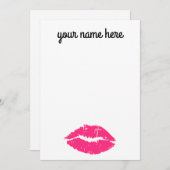 ピンクパーソナライズされたの唇の窓 サンキューカード (正面/裏面)