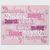 ピンクパーソナライズされたの女の子の名前 ラッピングペーパー (フラット)