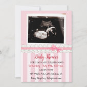 ピンクパーソナライズされたの女の子の超音波赤ちゃんシャワー 招待状 (正面)