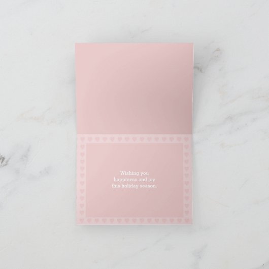 ピンクパーソナライズされたの家族写真クリスマスカード2017 シーズンカード (内部)