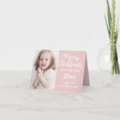 ピンクパーソナライズされたの家族写真クリスマスカード2017 シーズンカード (正面)