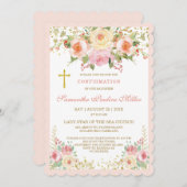 ピンクパーソナライズされたの少女の確認 招待状 (正面/裏面)
