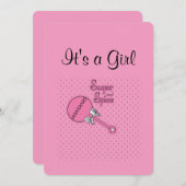 ピンクパーソナライズされたの少女 案内状 (正面/裏面)