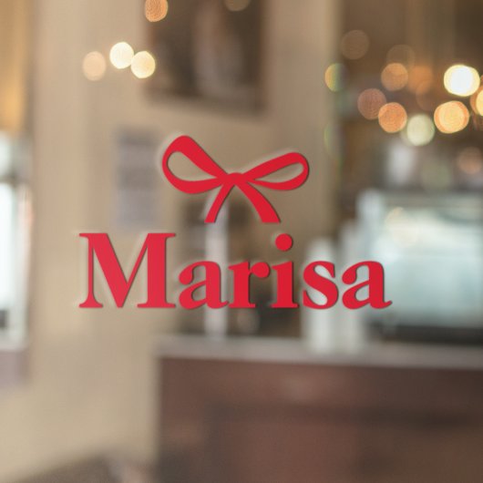 ピンクパーソナライズされたの弓の名前 ウィンドウサイン