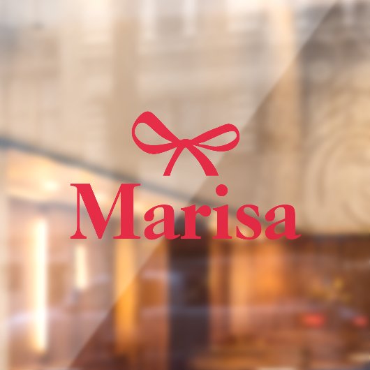 ピンクパーソナライズされたの弓の名前 ウィンドウサイン (シート2)