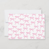 ピンクパーソナライズされたの弓の名前 ノートカード (裏面)