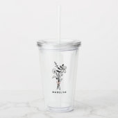 ピンクパーソナライズされたの弓を持つ花嫁フローラ アクリルタンブラー (正面)