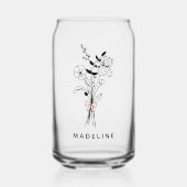 ピンクパーソナライズされたの弓を持つ花嫁フローラ ガラス缶 (正面)