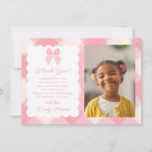 ピンクパーソナライズされたの弓コケット美的写真 サンキューカード (正面)