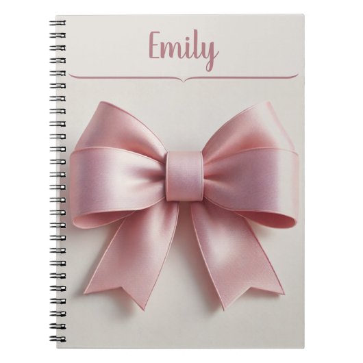 ピンクパーソナライズされたの弓スパイラルノート ノートブック (正面)