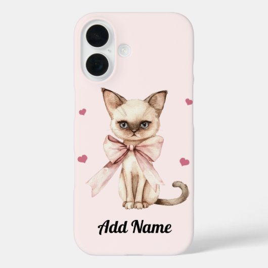 ピンクパーソナライズされたの弓iPhoneケースがかわいい猫 Case-Mate iPhoneケース (裏面)