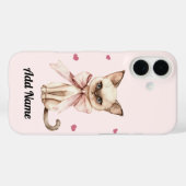 ピンクパーソナライズされたの弓iPhoneケースがかわいい猫 Case-Mate iPhoneケース (裏面 (横))