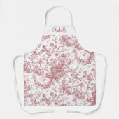 ピンクパーソナライズされたの彫フランスの刻フローラ エプロン (正面)