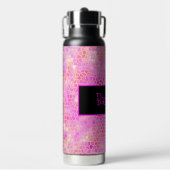 ピンクパーソナライズされたの恐竜の皮 ウォーターボトル (正面)