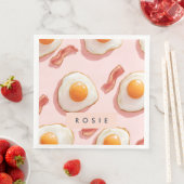 ピンクパーソナライズされたの揚げ卵とベーコン柄 (インサイチュ)