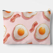 ピンクパーソナライズされたの揚げ卵とベーコン柄 アクセサリーポーチ (裏面)