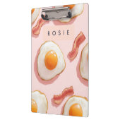 ピンクパーソナライズされたの揚げ卵とベーコン柄 クリップボード (左)