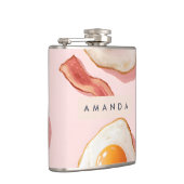 ピンクパーソナライズされたの揚げ卵とベーコン柄 フラスク (右)