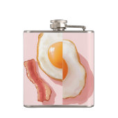 ピンクパーソナライズされたの揚げ卵とベーコン柄 フラスク (裏面)