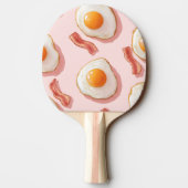 ピンクパーソナライズされたの揚げ卵とベーコン柄 卓球ラケット (裏面)