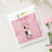 ピンクパーソナライズされたの新郎新婦キャンディバッグ フェイバーバッグ (封をした状態)