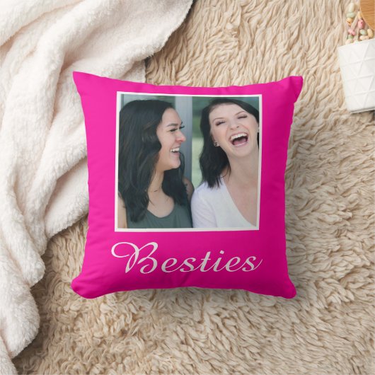 ピンクパーソナライズされたの明るい赤紫色無地のカラー写真 クッション (ブランケット)
