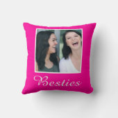 ピンクパーソナライズされたの明るい赤紫色無地のカラー写真 クッション (裏面)